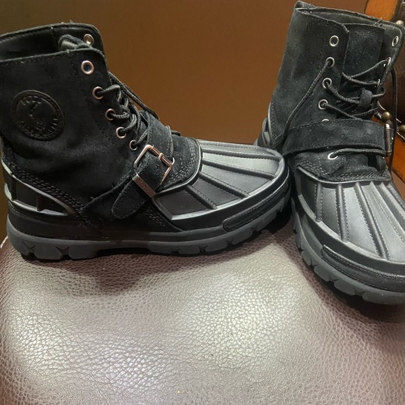 Black Ralph Lauren Polo Lace-Up Boots - Picture 1 of 1